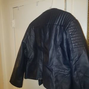 Navy Blue pleather biker jacket